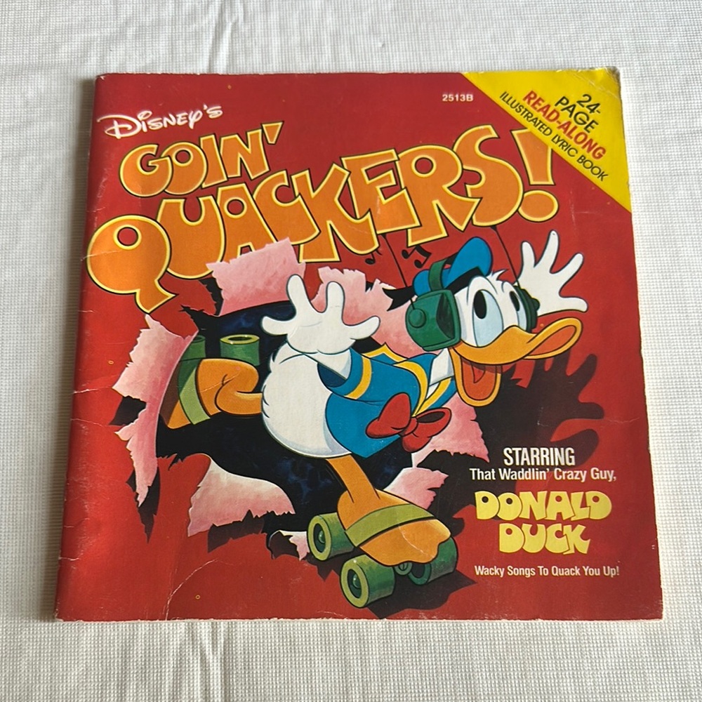 *Vintage* Disney's Goin' Quackers! Donald Duck Read-Along Illustrated Lyric Book